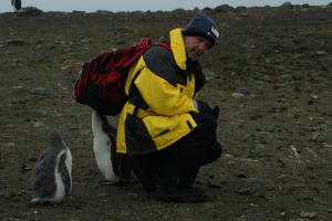 Dr. Dean with Gentoo Chicks