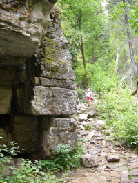 Hiking down the trail