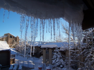 Icicles on condo roof