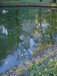 Castle reflected in pond