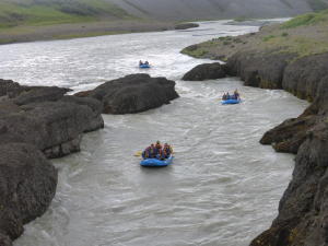 Rafts on river
